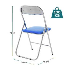 Sedie pieghevoli in metallo blu sottile 44x48x78 cm con PVC imbottito antiscivolo per la casa e gli eventi Set 6 pezzi mobili da soggiorno - Product Image 2