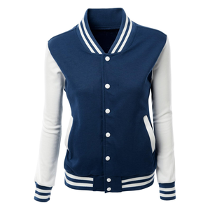 Elegante chaqueta de lana de invierno XL personalizada para mujer Mangas de cuero Logotipo bordado en contraste de color Estilo informal cálido OEM - Product Image 1
