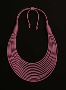 Collier en fil de coton brun épais, collier en cordon ciré, meilleur cadeau pour les fêtes, collier de créateur, broderie, bijoux de fête pour femmes - Product Image 3