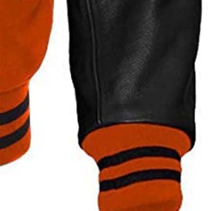 Chaqueta de Béisbol Varsity para Hombre, de Lana de Alta Calidad, Bordada, Gruesa, Informal, con Botones, para Invierno, Color Naranja - Product Image 3
