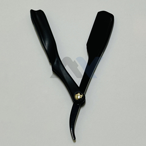 Rasoir de barbier professionnel de type pince, entièrement noir mat, en acier inoxydable, manche pliable en plastique, outil de rasage à rasoir - Product Image 6