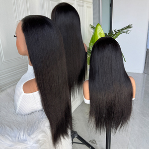 Peluca de Cabello Humano con Frente de Encaje Recto 13x6, Color Natural, Encaje HD, Textura Suave y Sedosa, Línea de Cabello Natural - Product Image 6