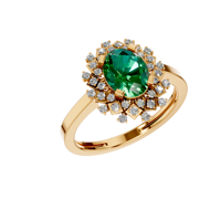Bague de fiançailles pour femme en argent sterling 925, moissanite originale, halo en grappe, ovale, émeraude verte synthétique, zircon, 37 pierres