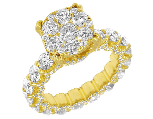 แหวนหมั้นเพชรโมอิสสีเงินสเตอร์ลิงชุบทองสีเหลือง S925สำหรับผู้หญิง - Product Image 1