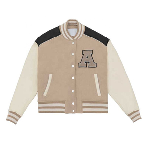 Moda mujer bordado Casual cremallera manga larga Varsity chaqueta abrigo ropa de invierno Vintage Colorblock mujer chaqueta Bomber - Product Image 5