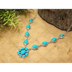 Collar de joyería turquesa de Plata de Ley 925 hecho a mano para mujer, collar con colgante de piedras preciosas naturales, regalo de moda para mujer - Product Image 3