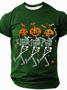 Funny <b>Skeleton</b> <b>Pumpkin</b> Halloween Graphic T-shirt Men Women 3D Printed Short Sleeve Graphic Tee Casual Streetwear Top Polyester - Product Image 2
