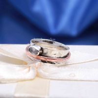 Bague tournante style bohème en argent sterling 925, sertie de zircone cubique, bicolore, taille ovale, pour mariage et anniversaire – Meilleure vente