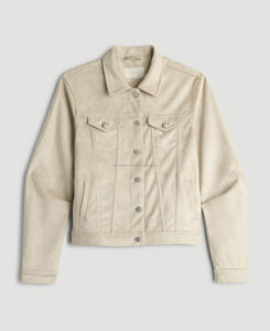 Veste en daim pour femme, style urbain, hiver, col boutonné, motif lettres, respirante, confortable, durable, coton et soie - Product Image 5