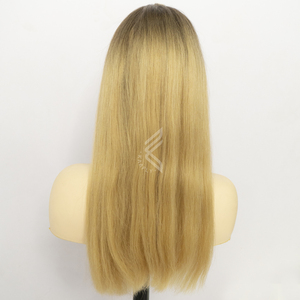 Christmas Gift Set Transparent Lace Front European Hair Straight <b>Wig</b> with Closure in for Blonde <b>Brown</b> Roots Virgin Hair - Product Image 1