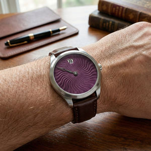 Montre-bracelet mécanique de luxe haut de gamme pour homme, mouvement automatique, cadran guilloché violet rétro, personnalisable - Product Image 2