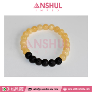 Diffuseur de pierre de lave de qualité supérieure bijoux Bracelet diffuseur de Calcite de miel Bracelet de diffuseur de pierre perlée de pierres précieuses d'aromathérapie - Product Image 2