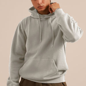 Soft <b>fleece</b> hoodie in light grey and <b>brown</b> with a relaxed fit and kangaroo pocket designed for everyday comfort - Product Image 1