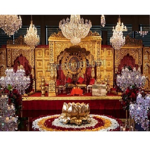 Magnifique Mandap Jodha Akbar au thème Grand Golden, décoration Haveli en bois époustouflante pour mariages indiens, Édition 2026, Événement Australie - Product Image 1