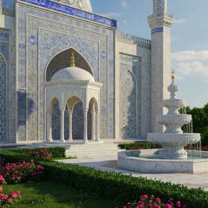 El Masjid Celestial Moderno, Tallado a Mano en Mármol Blanco, Interior y Exterior Totalmente Personalizables, Montaje en Techo, HAYAT INDUSTRIES - Product Image 3