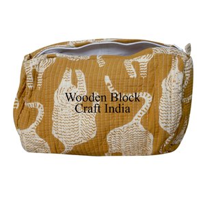 Juego de 3 Bolsas de Cosméticos de Viaje Hechas a Mano en India, Acolchadas, Vintage, con 3 Compartimentos, Estampadas a Mano, para Mujer - Product Image 5