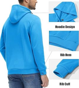 Sudaderas con capucha informales de invierno para hombre, Color sólido, 100% algodón, forro polar, ajuste Regular, secado rápido y transpirable, alta calidad - Product Image 1