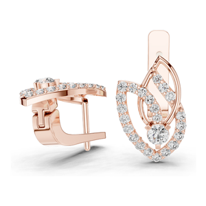 Boucles d'oreilles en forme de feuille avec diamant de laboratoire 0,546 CT, taille brillant rond VVSVS EF, or 18 carats, 14 carats, 10 carats et argent 925, rose, jaune, blanc - Product Image 5