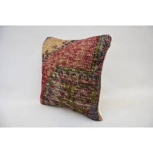 Multicolor Wool Kantha Patchwork 14x14 Inch Decorative Cushion Vintage Pattern Woven 14x14 Inch Throw <b>Pillow</b> - Product Image 3
