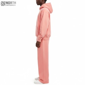 Vente en gros logo personnalisé Ensemble de survêtement à fermeture éclair complète avec impression bouffante pour hommes Pantalon de survêtement et sweat à capuche Ensemble de survêtement 2 pièces délavé à l'acide - Product Image 3