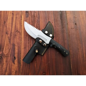 Jexmoo OEM hecho a mano D2 acero completo Tang Micarta mango martillado textura patrón rastreador cuchillo Funda de cuero regalo de aniversario - Product Image 4