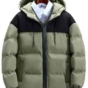 Chaqueta acolchada de invierno con capucha de nailon ligero OEM para hombre, burbujas finas exteriores de prendas de vestir, cuello levantado, talla XS para actividades al aire libre con letras - Product Image 1