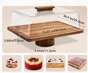 Bandeja de Madera Ecológica Clásica y Elegante de Alta Calidad con Tapa, Soporte para Pastel, Apta para Lavavajillas y Microondas, Decoración para Fiestas, Frutas y Postres - Product Image 5