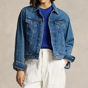 Chaqueta vaquera bomber clásica para mujer 2025, chaqueta lavada con logotipo bordado estampado personalizado, Chaqueta de algodón 100% para mujer - Product Image 5