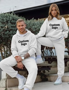 Nouvel ensemble deux pièces grande taille écologique coupe-vent avec capuche et cordon de serrage, pantalon et sweat-shirt à carreaux ou couleur unie, 100 % coton, vêtements de sport - Product Image 2
