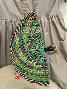 Woven <b>Decorative</b> Hand <b>Fan</b> | Natural Seagrass Palm Leaf <b>Fan</b>, Portable For Tropical Event, Party Or Daily Use. - Product Image 3