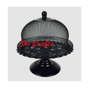 Set Of Two Iron Black Color <b>Cake</b> Stand With <b>Dome</b> Round Shape Restaurant And Hotel Tableware Serving <b>Dome</b> - Product Image 4