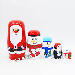 6 pezzi di Babbo Natale e pupazzo di neve in legno russo nidificazione bambole matrioska dipinte a mano per il regalo di natale e decorazione della casa - Product Image 4