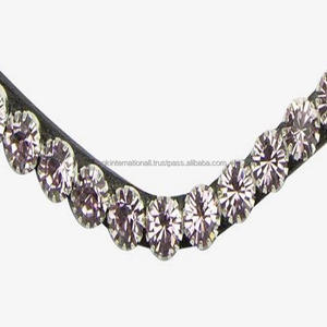 Banda de cuero negro con forma de onda para cejas, cadena decorativa de cristal y perlas equinas clásicas de caballo en tamaños personalizados - Product Image 6