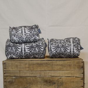 Premium Eco-Friendly Portable <b>Quilted</b> Cotton for Cases Set of Three Travel Cosmetic Pouches Wholesale - Product Image 2