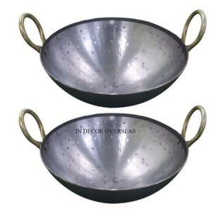 Vente en gros de cuivre fini antique extérieur et noir couleur enduit de poudre intérieur de la meilleure qualité en métal fait Kadhai - Product Image 5