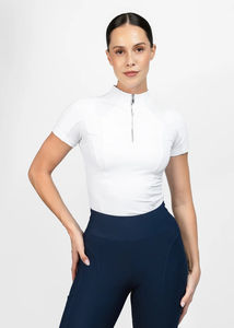 Women Athletic Equestrian <b>Base</b> <b>Layer</b> Top <b>Short</b> <b>Sleeve</b> Lightweight Breathable Stretch Riding Shirt Customized OEM Service - Product Image 4