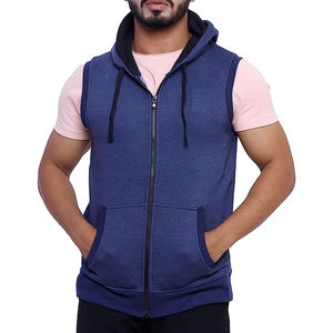 Hot Sale Casual <b>Men's</b> <b>Hoodies</b> OEM Logo Blank Solid Color Size 6XL <b>Sleeveless</b> Zipper Summer Fleece Printed Pattern - Product Image 1