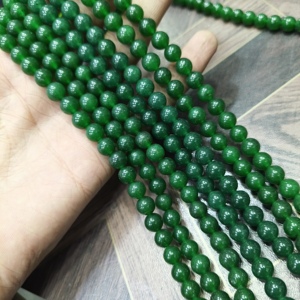 Collier en argent sterling avec perles rondes en jade vert naturel véritable de 8 mm, lisses, cadeau de mariage - Product Image 3