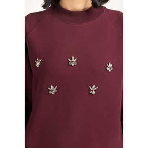 Sweat-shirt en tricot mélangé Cherry Winter à coupe classique WM-SWS-WS25-117 - Product Image 3