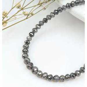 Gray Faceted Diamond <b>Bracelet</b> 3-4.5 mm Round Beads Elegant <b>Beaded</b> Bangle - Product Image 4