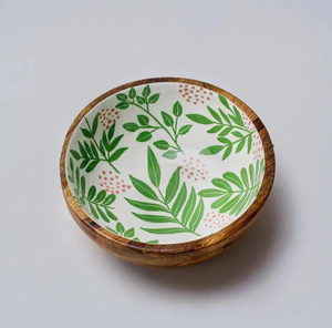 Bol imprimé en bois d'acacia de style américain, fait main, qualité antique, pour fruits et salades – Produit très demandé pour la maison, l'hôtel et le restaurant - Product Image 1