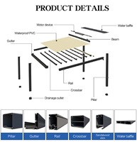 Pergola à toit coulissant en aluminium, toit pliable, système de pergola à toit rétractable, auvent motorisé, auvent rétractable