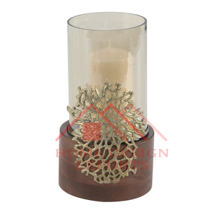 Vela con base de madera y metal-Hurricane Luxury Home Vela decorativa votiva - Product Image 2
