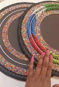 3 Sets de table en perles faits à la main avec décoration de table à manger élégante en cuir, perles africaines, cadeau unique pour la maison. - Product Image 4