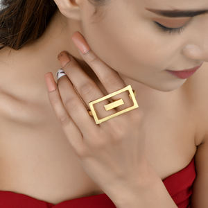 แหวนทองชุบแท้ แหวนทองเหลืองแบบเปิดปรับขนาดได้ แหวนทองเหลืองดีไซน์เรียบง่ายคลาสสิกสำหรับเด็กหญิงและสตรี ในราคาที่ดีที่สุด - Product Image 2