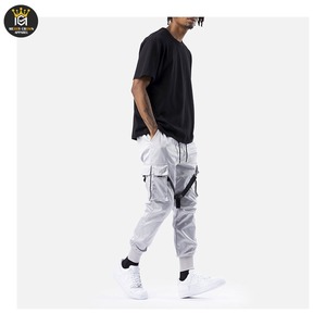 กางเกงคาร์โก้ผ้าแคนวาสระบายอากาศทรงปกติพรีเมียมขายส่งปี 2025 มีกระเป๋า กระดุม ด้านหน้าเรียบ ปรับแต่งโลโก้ที่เอวได้ - Product Image 2