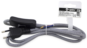 1,5 m. Connettore tessile con interruttore a zigzag bianco e nero (GSC 1102964) - Product Image 1