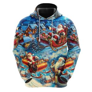 Sudaderas con Capucha de Año Nuevo con Estampado 3D de Papá Noel, Sudaderas Casuales Unisex para Hombres, Mujeres y Niños, Ropa Navideña Sólida - Product Image 3