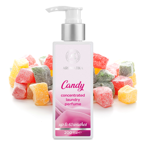 Adoucissant textile <span class=keywords><strong>parfum</strong></span>é Aromatika Sweet Candy, <span class=keywords><strong>parfum</strong></span> concentré, 200 ml, jusqu'à 60 lavages, pour l'entretien de la <span class=keywords><strong>maison</strong></span> - Product Image 1