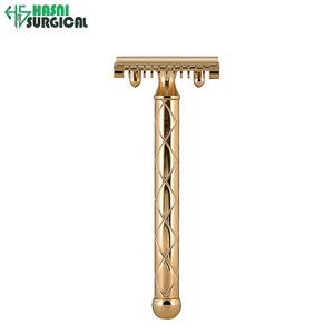 Fabricant d'instruments de beauté, rasoir de sécurité classique à double tranchant pour hommes, couleur or - Product Image 3
